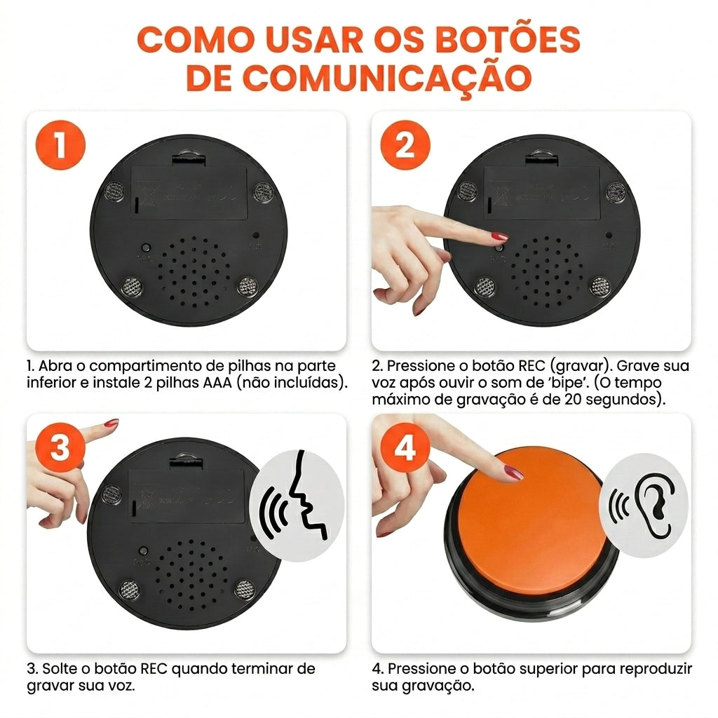 Botão De Gravação De Voz Para Comunicação Pet